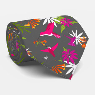 Gravata Cinza Rosa de Casamento de Praia Tropical de Hummi