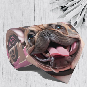 Gravata Cinza Rosa Estirpado Francês Cachorro-Grande