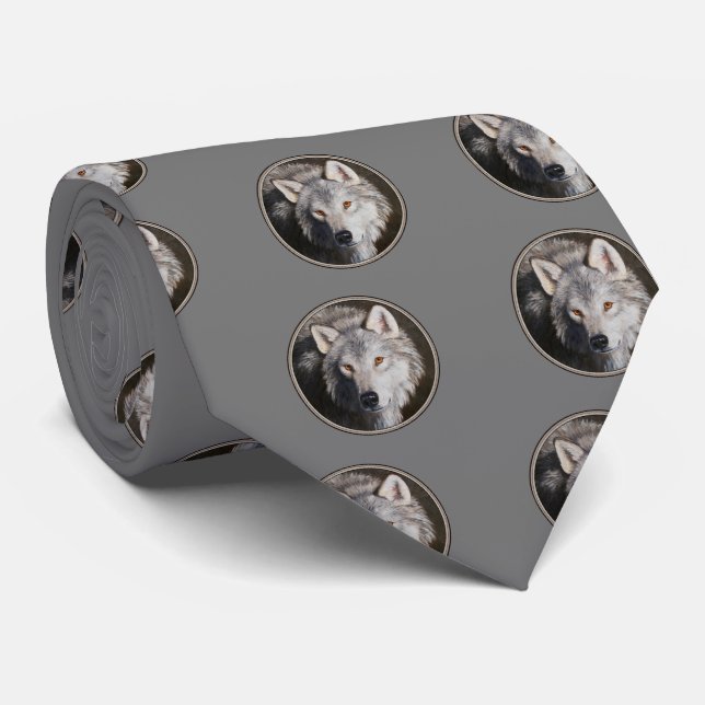 Gravata Cinza Timber Wolf Face (Rolled)