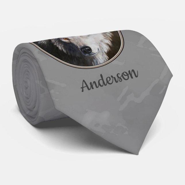 Gravata Cinza Timber Wolf Face (Rolled)