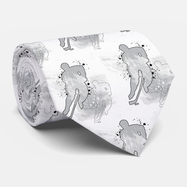Gravata Cinzas de hóquei em Visão Dupla Masculinas (Rolled)