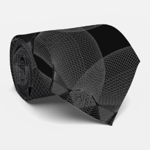 Gravata Cinzas de prata em Black Geométrico Infinity Sheer