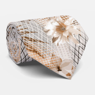 Gravata Cinzas, padrão tropical bege.