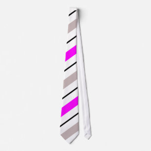 Gravata Cinzento cor-de-rosa e branco com listras pretas