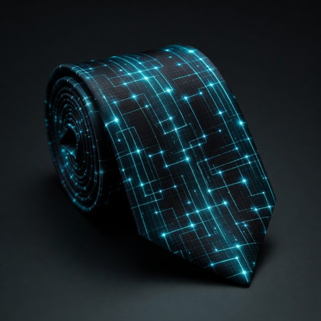 Gravata Circuito Neon Azul Cibernético (Criador carregado)