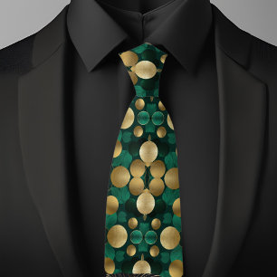 Gravata Círculos negros de Emerald e Necktie Dourada