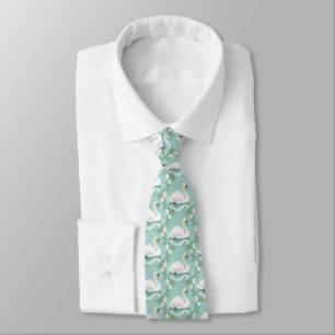 Gravata Cisne branco elegante floral azul