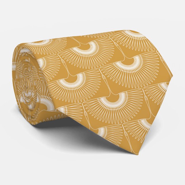 Gravata Cisne geométrico voador padrão de ave marrom (Rolled)