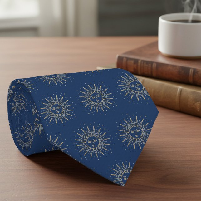 Gravata Citação Personalizada de Professor com Padrão de S (Teacher Appreciation tie with celestial sun and quote by Darling & May)