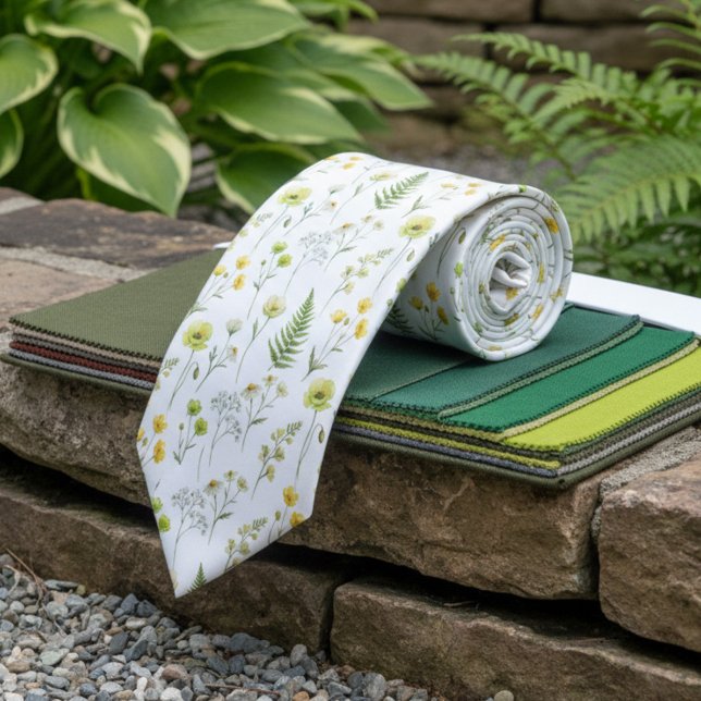 Gravata Citrus Green Wildflower Groomsmen Wedding (Groomsmen floral tie from the Citrus Green Wildflower wedding suite by Darling & May)