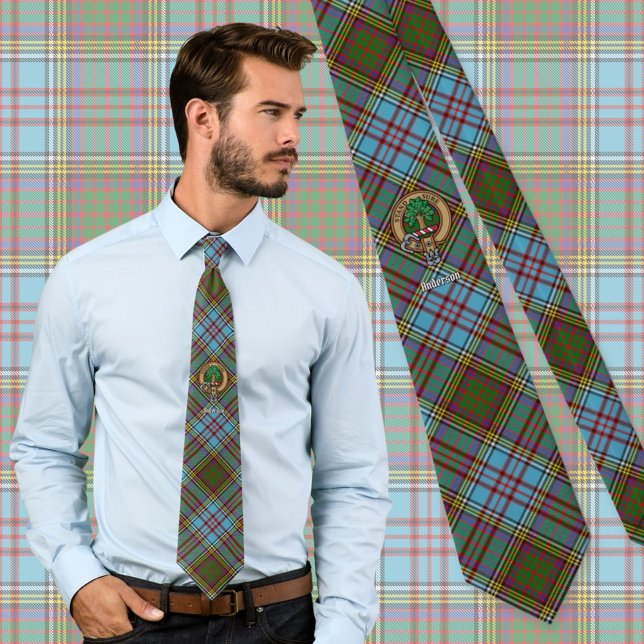 Gravata Clan Anderson Crest sobre Tartan (Criador carregado)