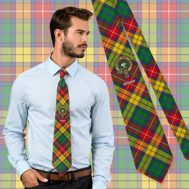 Gravata Clan Buchanan Crest sobre Tartan (Criador carregado)