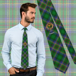 Gravata Clan Cockburn Crest sobre Tartan