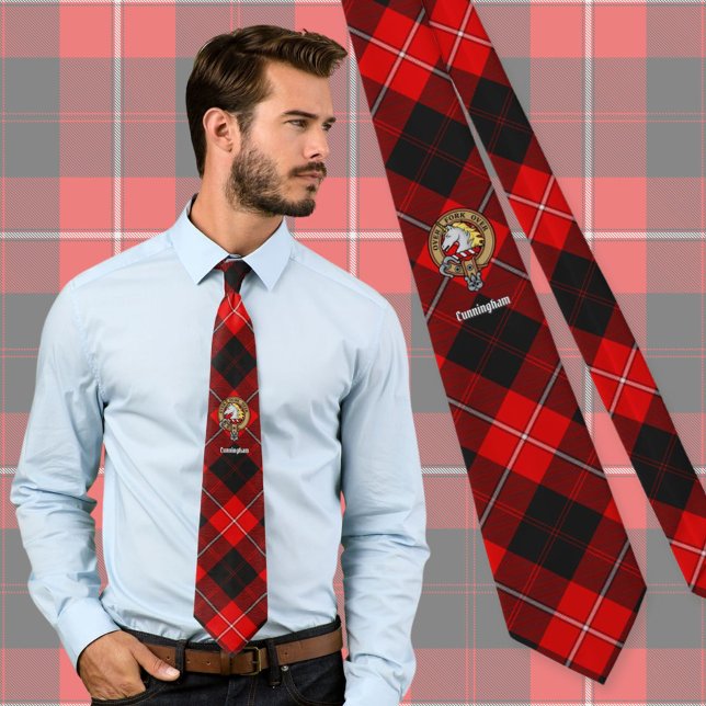 Gravata Clan Cunningham Crest sobre Tartan (Criador carregado)