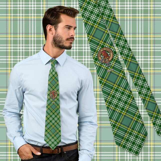 Gravata Clan Currie Rooster Crest sobre Tartan (Criador carregado)