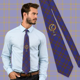 Gravata Clan Elliot Crest sobre Tartan Moderno