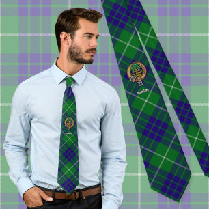 Gravata Clan Hamilton Crest sobre caçar Tartan