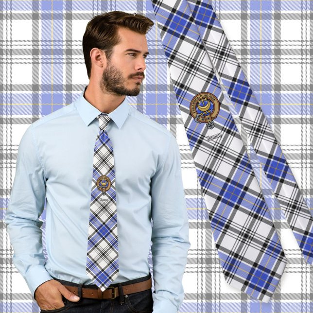 Gravata Clan Hannay Crest sobre Tartan (Criador carregado)