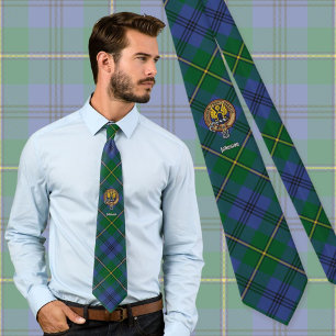 Gravata Clan Johnston Crest sobre Tartan