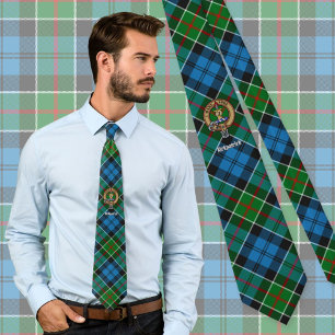 Gravata Clan Kirkpatrick Crest sobre Tartan