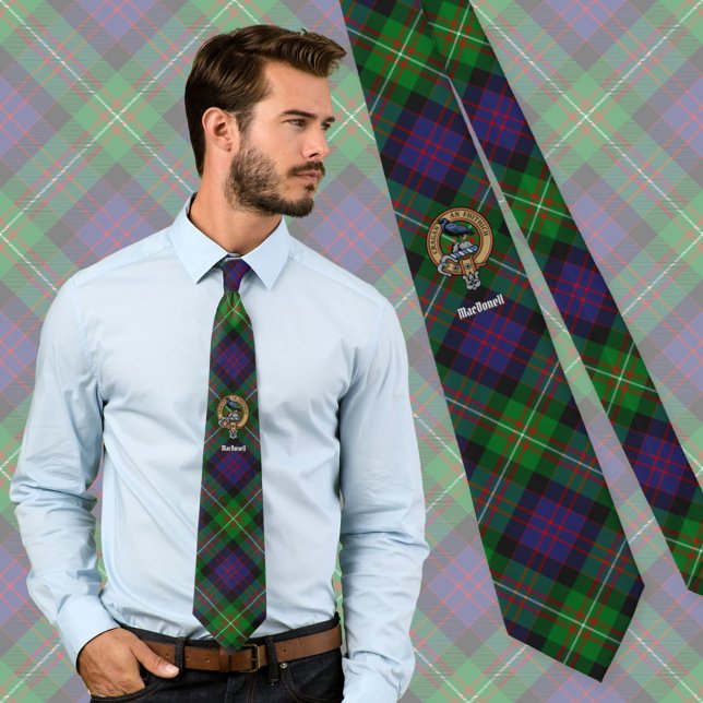 Gravata Clan MacDonell of Glengarry Crest over Tartan (Criador carregado)
