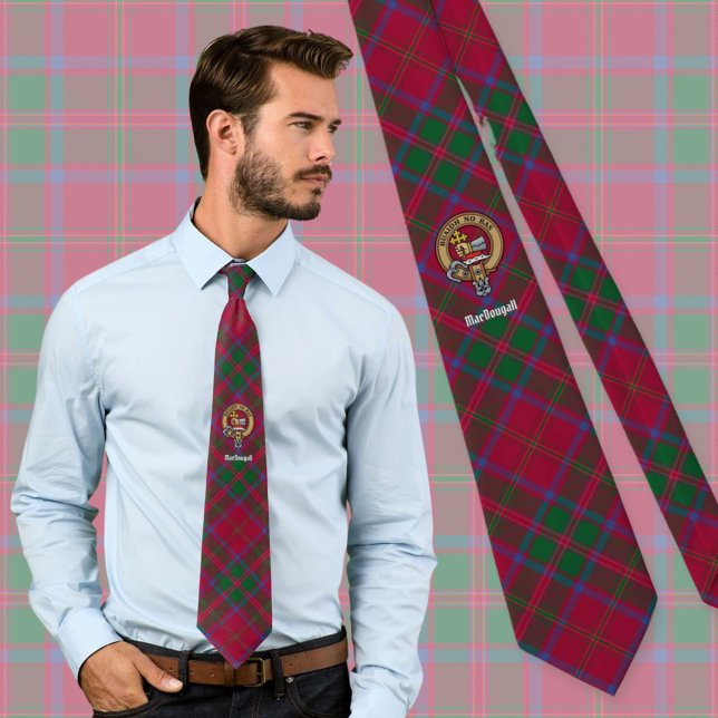 Gravata Clan MacDougall Crest sobre Tartan (Criador carregado)