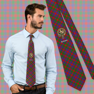 Gravata Clan MacGowan Crest sobre Tartan
