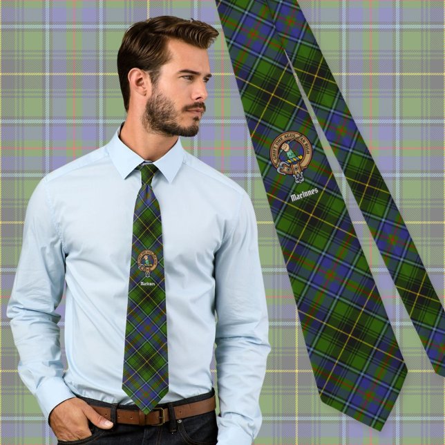 Gravata Clan MacInnes Crest sobre Tartan (Criador carregado)