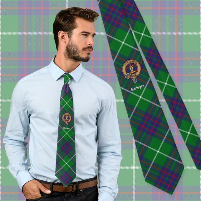 Gravata Clan MacIntyre Crest sobre Tartan (Criador carregado)