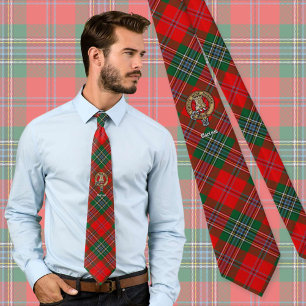 Gravata Clan MacLean Crest sobre Tartan