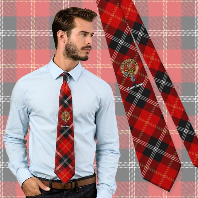 Gravata Clan Marjoribanks Crest sobre Tartan (Criador carregado)