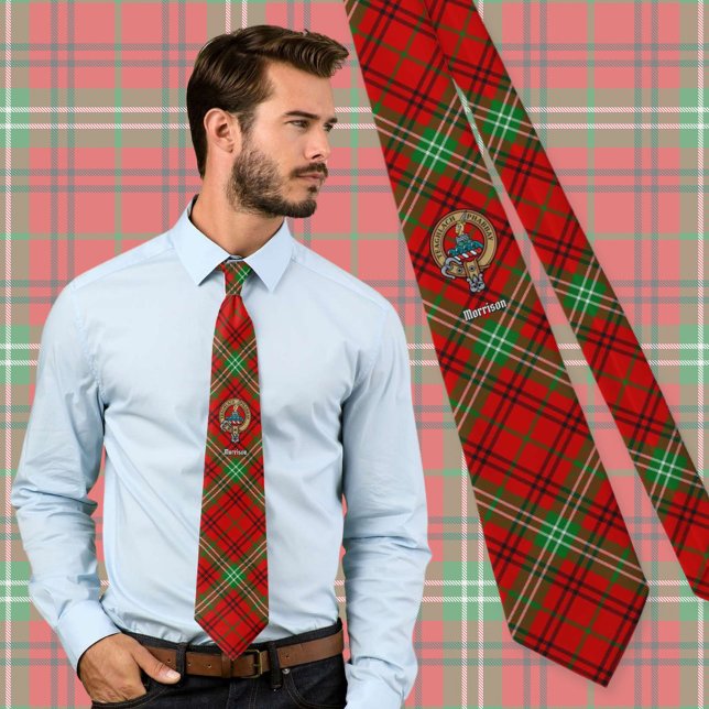 Gravata Clan Morrison Crest sobre o Red Tartan (Criador carregado)