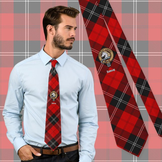 Gravata Clan Ramsay Crest sobre o Red Tartan (Criador carregado)
