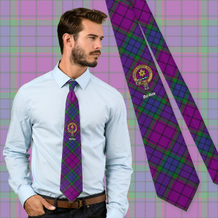 Gravata Clan Wardlaw Crest sobre Tartan