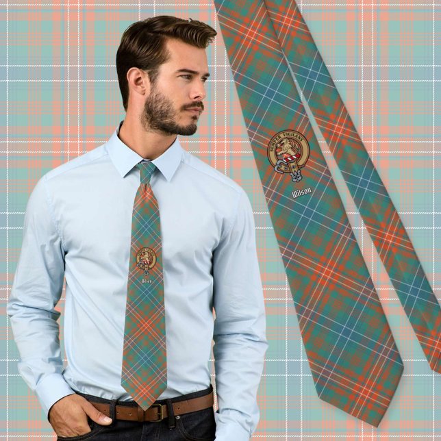 Gravata Clan Wilson Crest sobre o Antigo Tartan (Criador carregado)