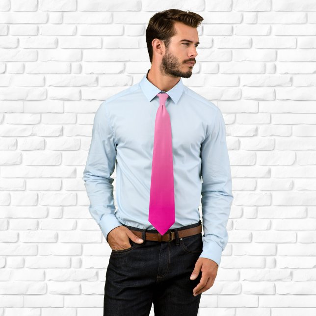 Gravata Claro e Rosa Quente Ombre (Light and Hot Pink Ombre Neck Tie)