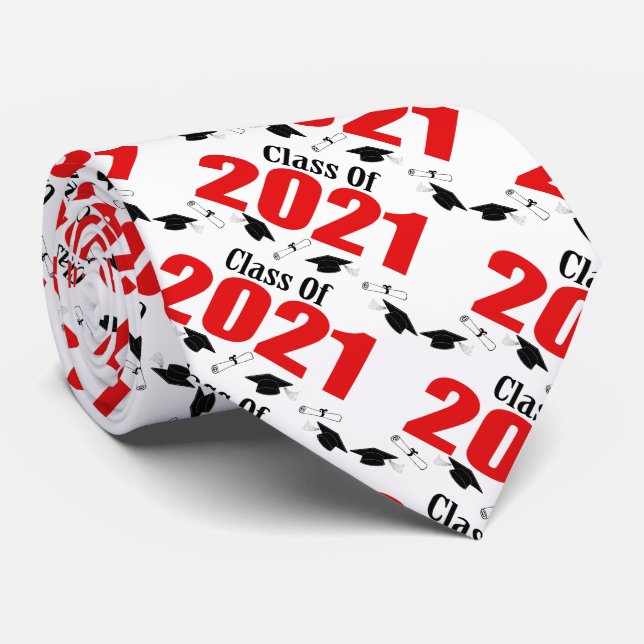Gravata Classe De Bonés E Diplomas De 2021 (Vermelho) (Rolled)