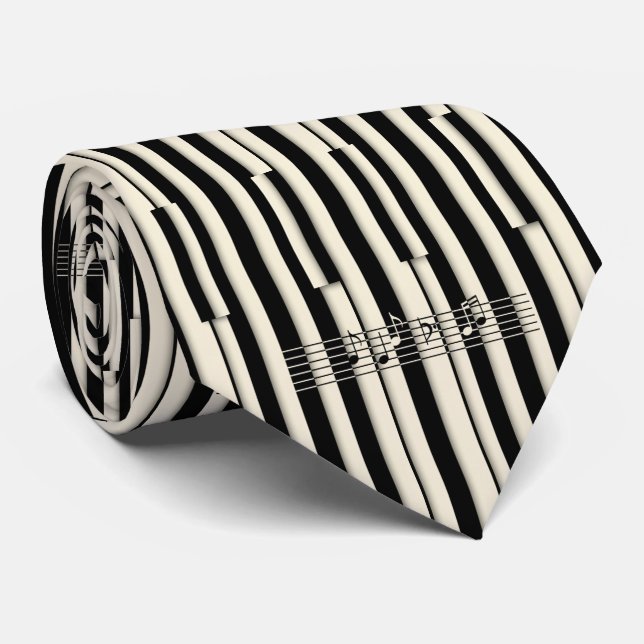 Gravata Classic Black and Ivory Abstract Piano Key  (Rolled)