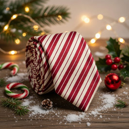 Gravata Classic Candy Cane Red & White Diagonal Striped