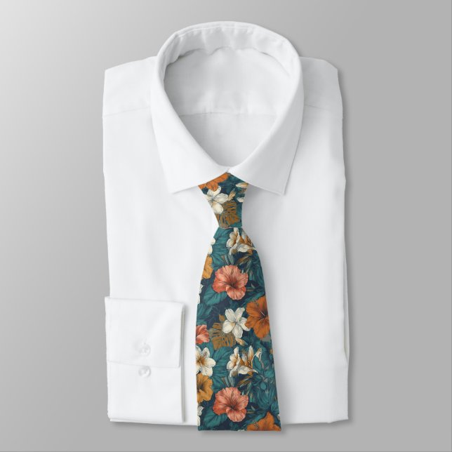 Gravata Classic Mens Fashion Tropical Flower (Amarrado)