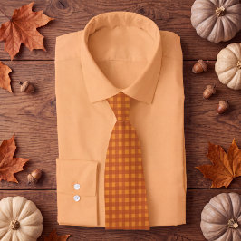 Gravata Classic Pumpkin Fall Autumn Gingham Plaid