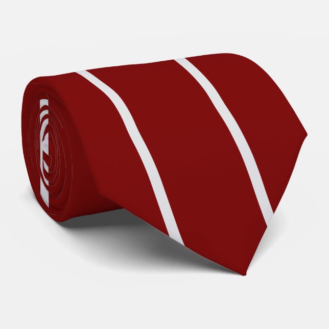 Gravata Classic Red Maroon White Striped  Neck Tie  (Rolled)