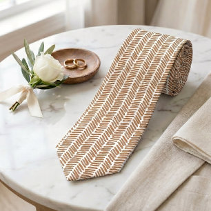 Gravata Clássica Com Arte Chevron Bege Marrom