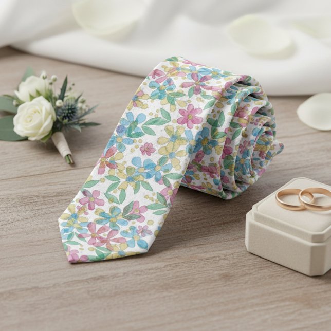 Gravata Clássica Divertida Com Padrão Floral Retro (Criador carregado)