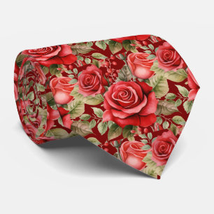 Gravata Clássica Formal de Rosas Vermelhas