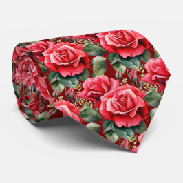 Gravata Clássica Formal de Rosas Vermelhas