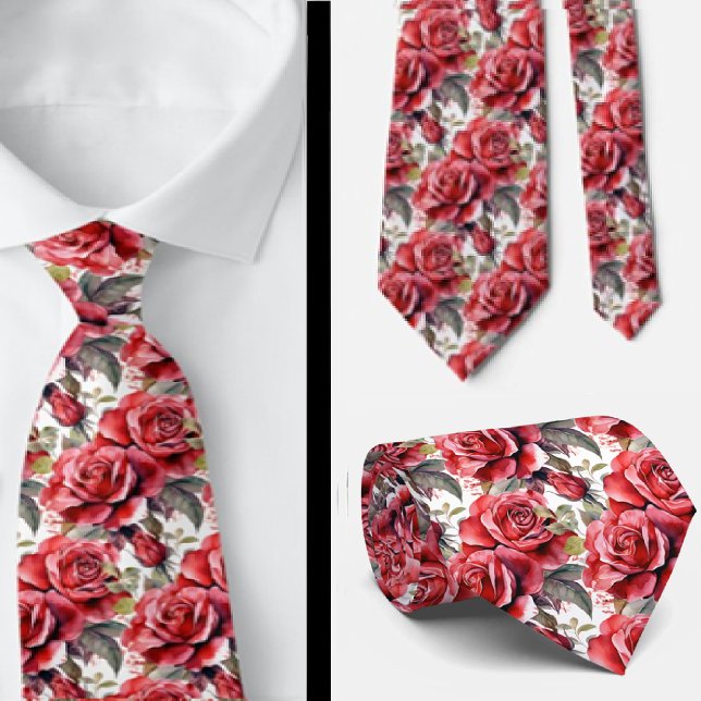 Gravata Clássica Formal de Rosas Vermelhas (Criador carregado)