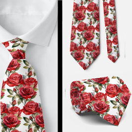 Gravata Clássica Formal de Rosas Vermelhas