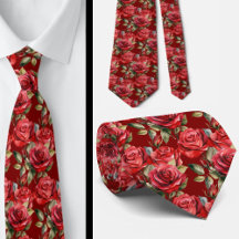 Gravata Clássica Formal de Rosas Vermelhas