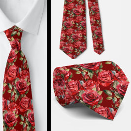 Gravata Clássica Formal de Rosas Vermelhas